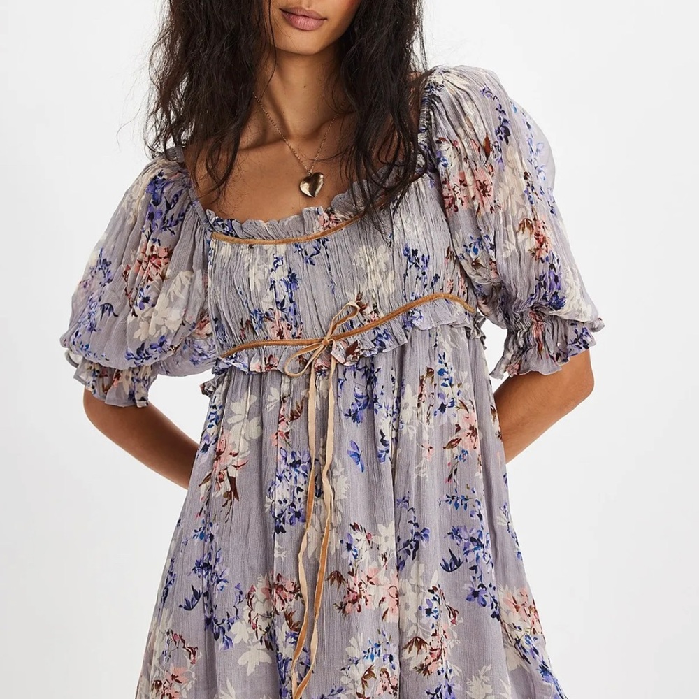 NWOT Free People marney mini dress in Blue Floral size large